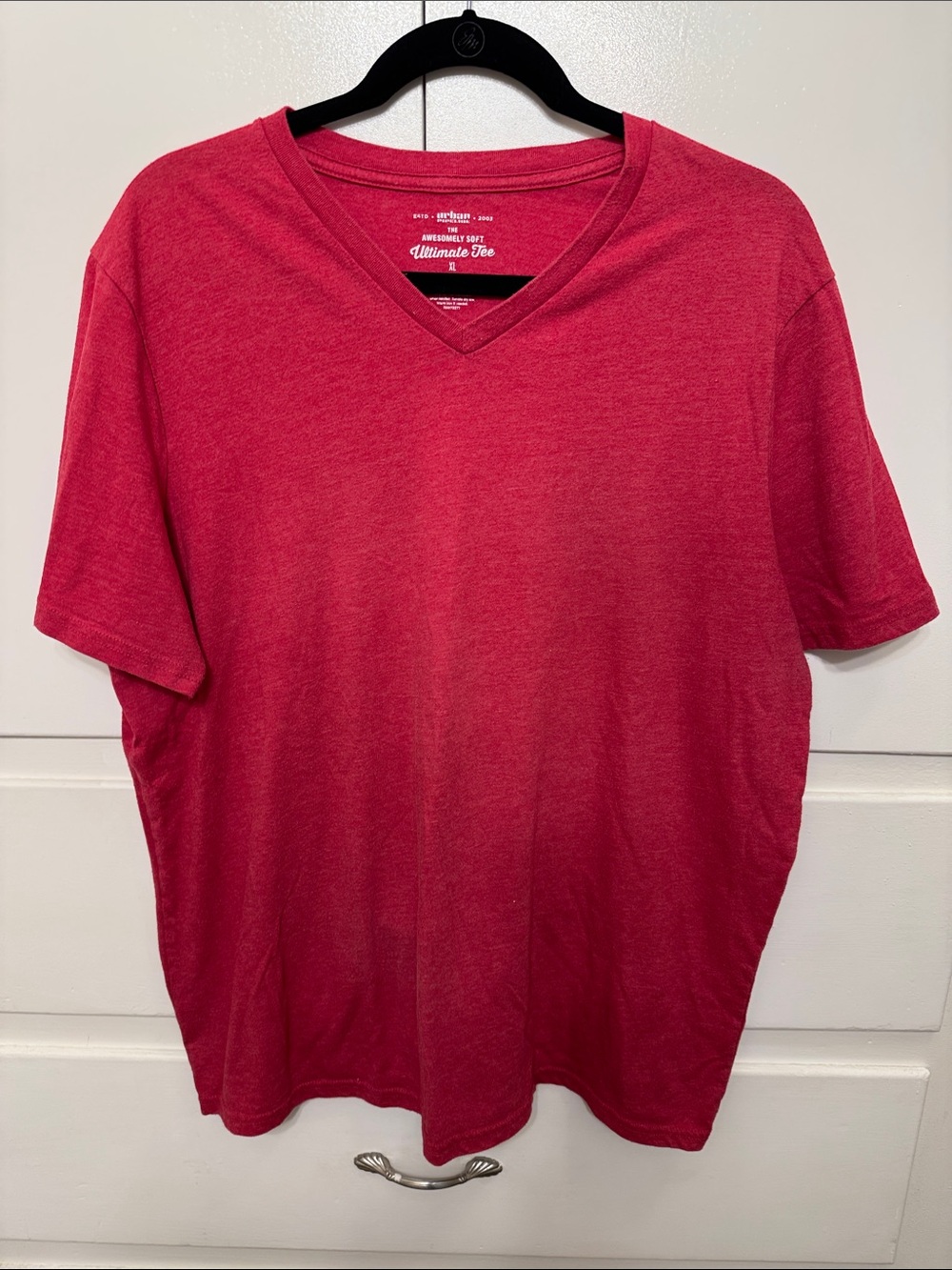 Men's Red V-neck Tee